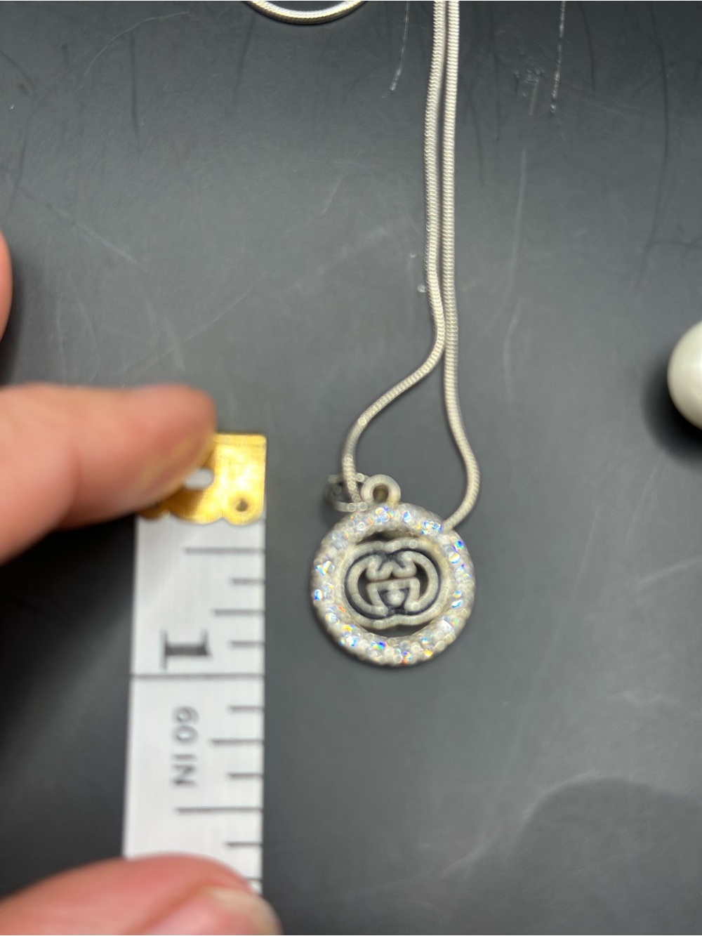 Fashion Jewelry Silver Tone Crystal Round Pendant Necklace - Picture 3 of 3
